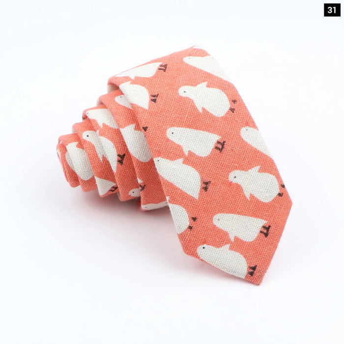 Floral Animal Print Linen Tie For Weddings And Parties