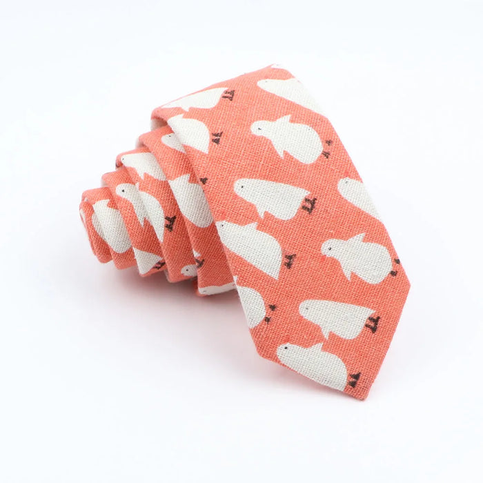 Floral Animal Print Linen Tie For Weddings And Parties