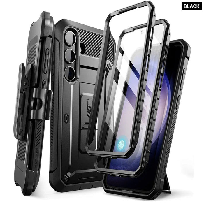 For Samsung Galaxy S24 6.2" Ub Pro Full-Body Dual Layer Rugged Belt-Clip Case With Built-In Screen Protector