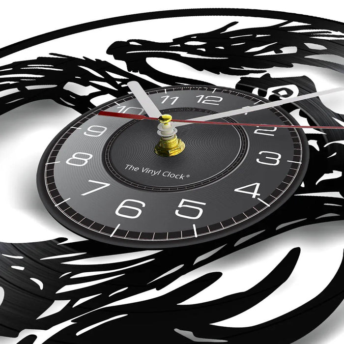 Yin Yang Dragon Vinyl Record Wall Clock