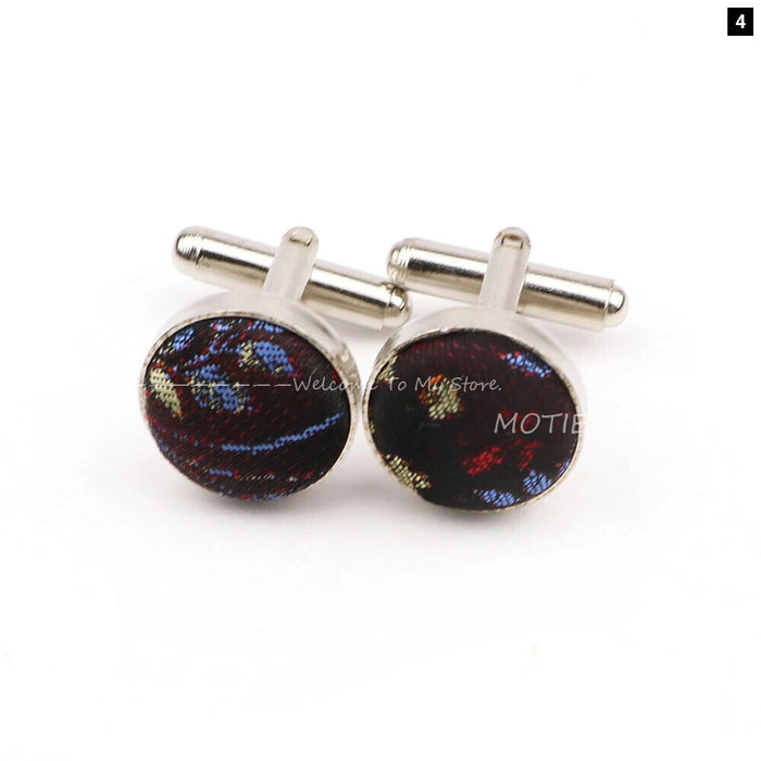 Dark Blue Floral Cufflinks For Weddings And Daily Wear