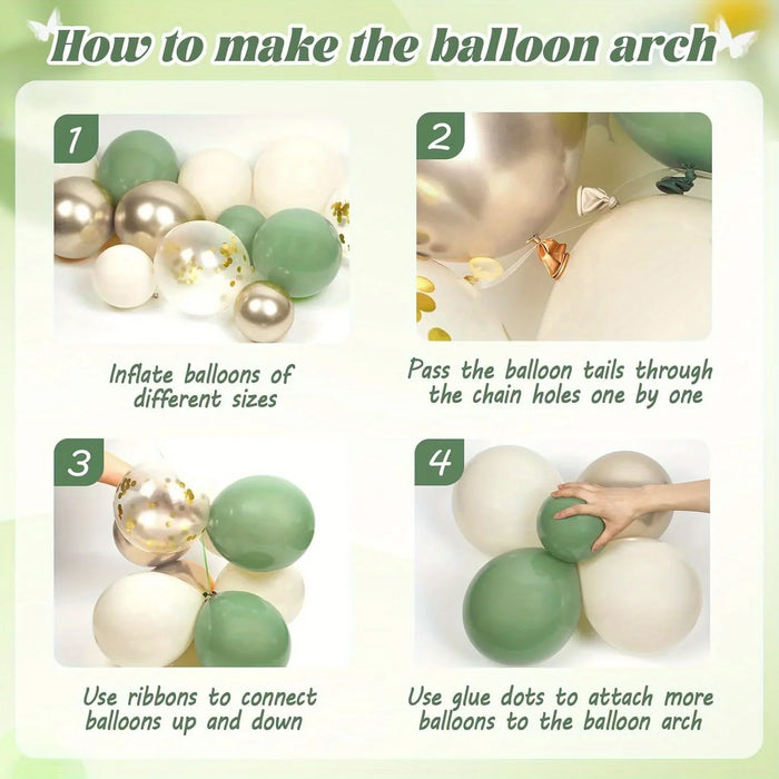 118Pcs Sage Green Decoration Set Gold Rain Curtain Suitable For Engagement Proposal Birthday Mother'S Day Anniversary Decoration