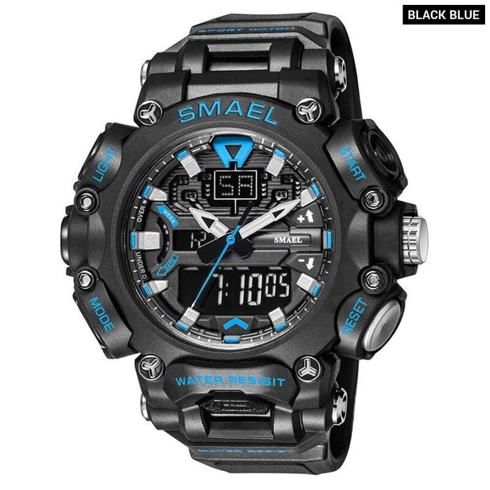 Military Watch Sport Waterproof 50M Stopwatch Analog Digital Wristwatches Week Display Alarm Clock Digital Watches Mens