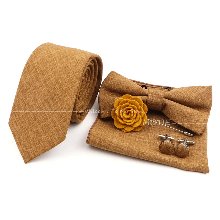 27 Colour Tie Set Classic Cotton Pocket Square Cufflink And Bowtie For Mens Wedding Party Accessories