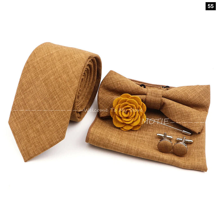 27 Colour Tie Set Classic Cotton Pocket Square Cufflink And Bowtie For Mens Wedding Party Accessories