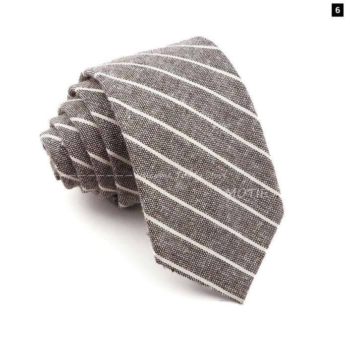 Classic Striped Cotton Necktie For Business And Weddings