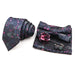 Graceful Floral Tie Set Purple Blue Pocket Square