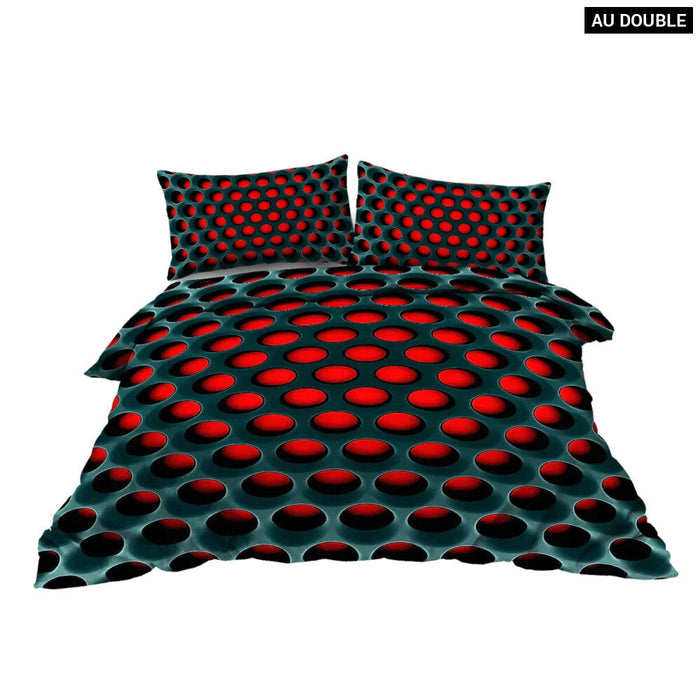 3 Piece Red Light Bedding Set Duvet Cover With 2 Pillow Shams