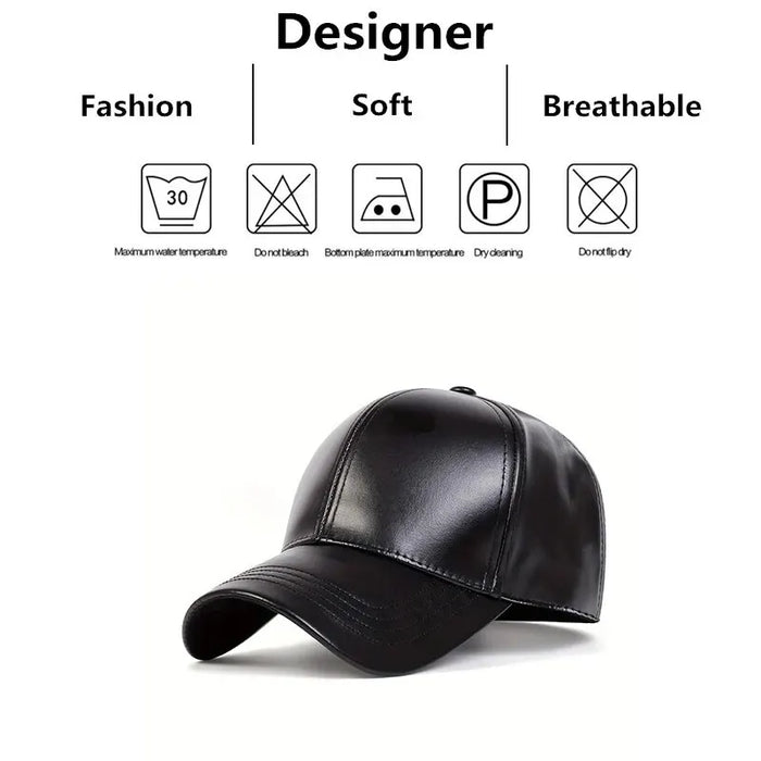 Adjustable Pu Leather Baseball Cap / Hat For Outdoor Wear