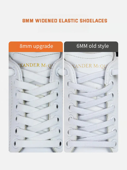 Elastic Sneakers Magnetic Lock Without 8Mm Widened Flat Ties Shoe Laces For Kids & Adults Shoes