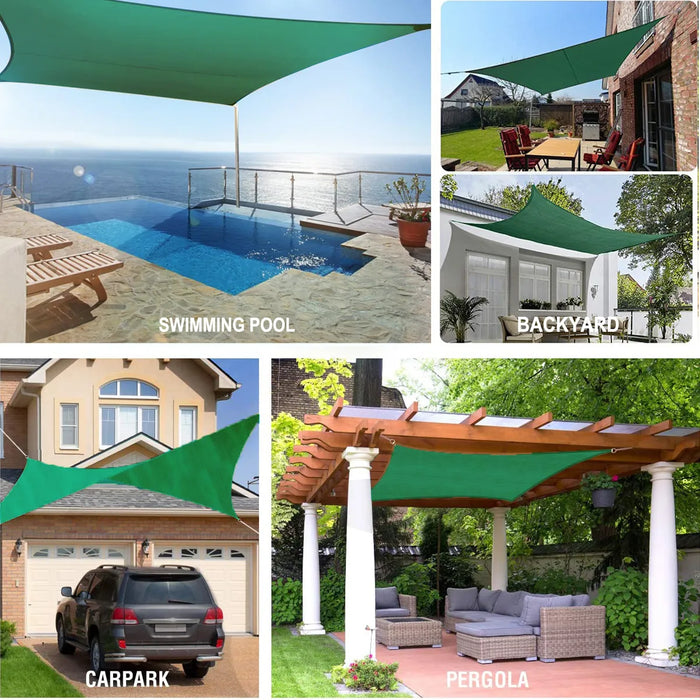 Darkgreen 420D Waterproof Shade Sail Square Rectangle Sunshade Garden Terrace Canopy Swimming Sunshade Awning