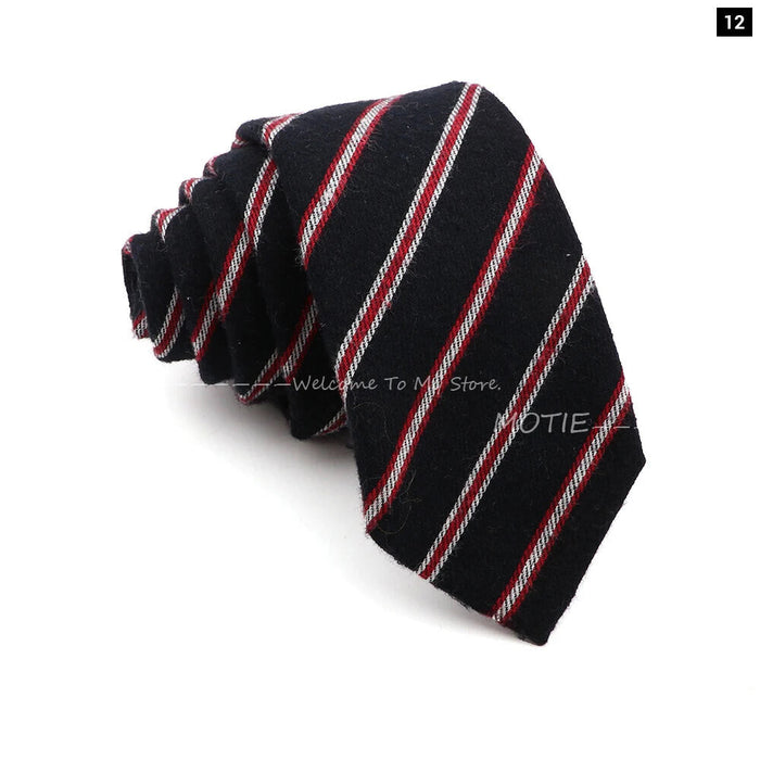 Classic Striped Cotton Necktie For Business And Weddings