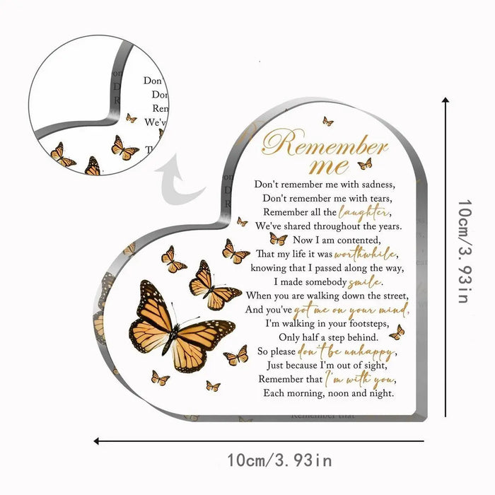 Acrylic Heart Memorial Paperweight For Bereavement And Remembrance