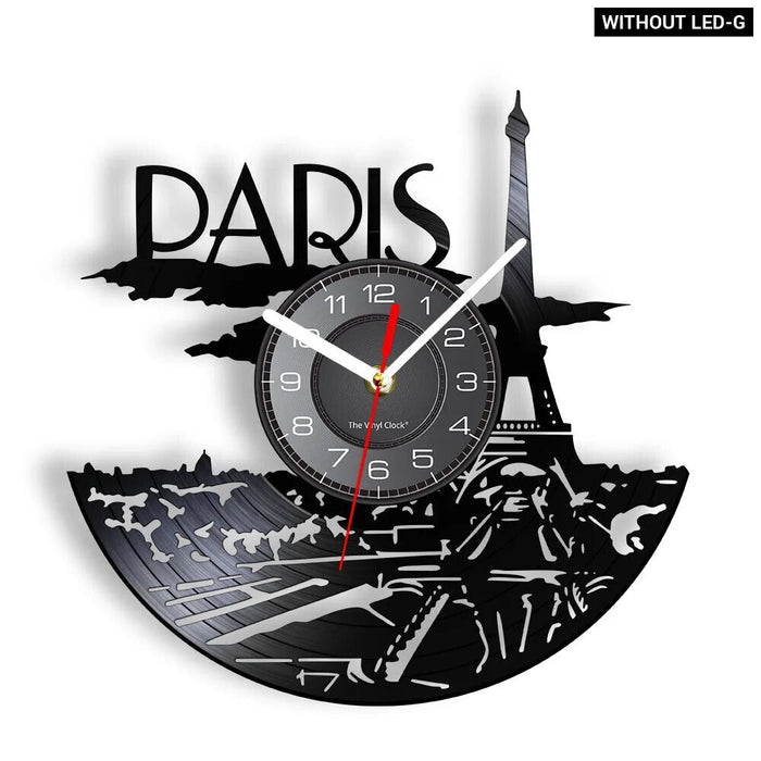 Paris Skyline Vinyl Record Wall Clock