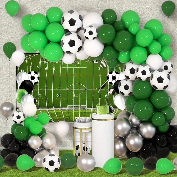 128Pcs Green Football Balloon Garland Arch Set For Football Game Sports Party Birthday Anniversary Outdoor Decoration