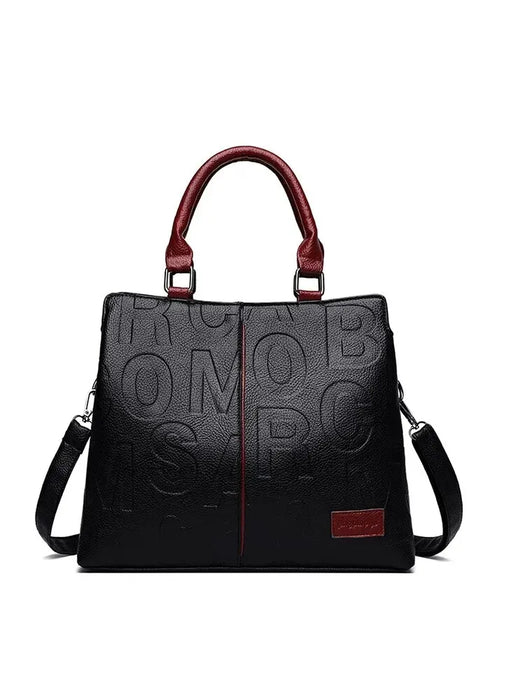 Soft Leather Shoulder Bag With Embossed Letters