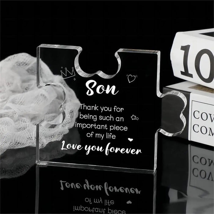 Personalized Acrylic Block Puzzle For Son Perfect For Christmas Anniversary Graduation