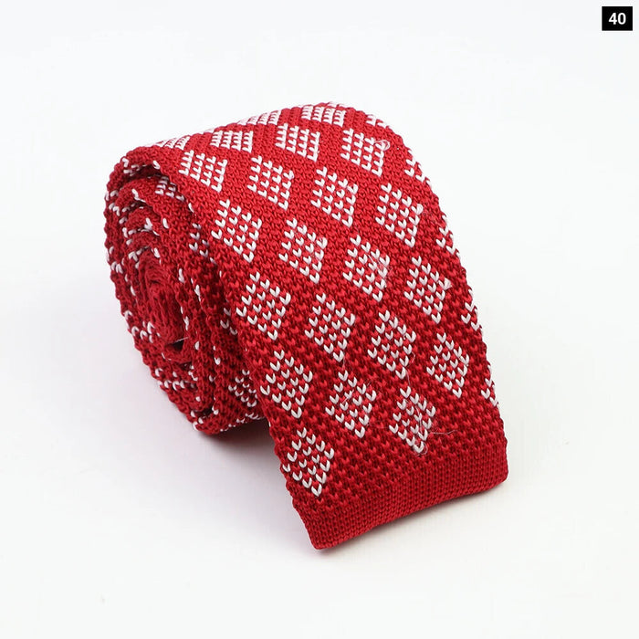 Classic Knit Neck Ties Plaid Dots 6Cm Width Business And Wedding