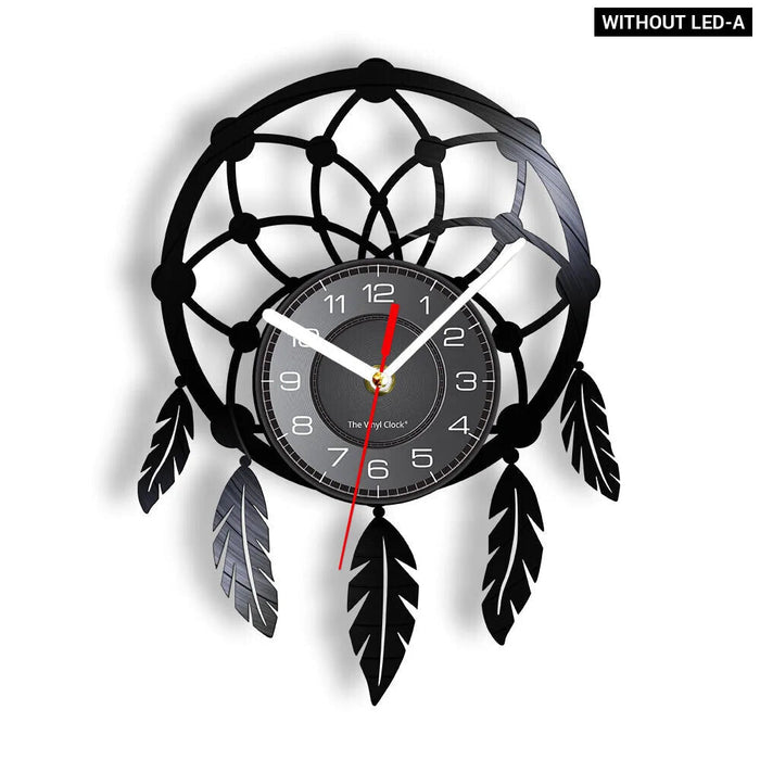 Boho Dreamcatcher Vinyl Record Wall Clock