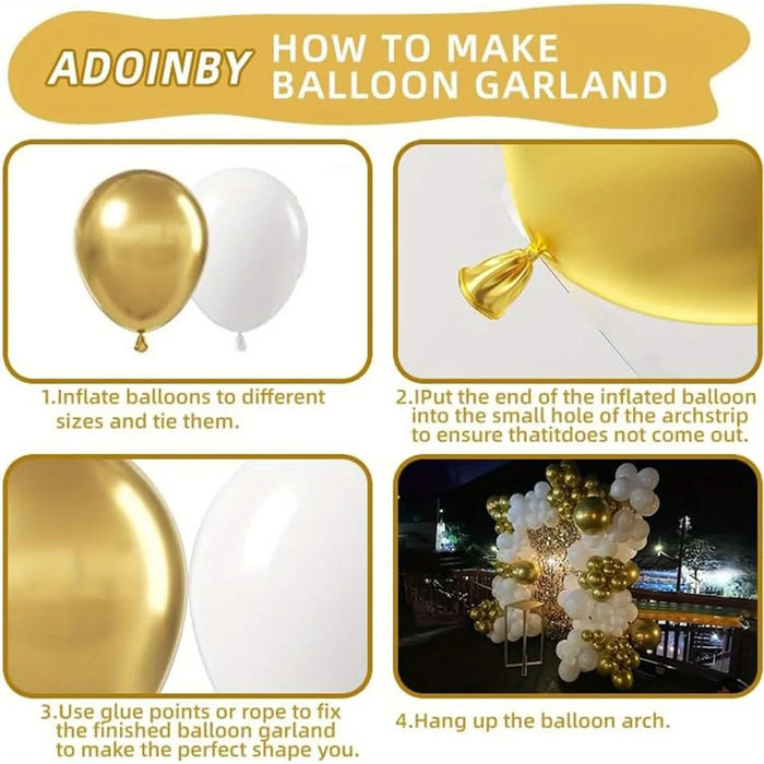 156Pcs White And Gold Birthday Balloon Wreath Arch Set Birthday Party Wedding Dress Celebration Anniversary Eid Decoration