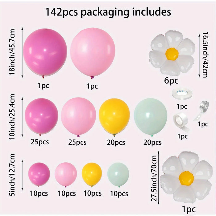 142Pcs Daisy Balloon Wreath Set-Suitable For Birthday Parties Graduation Ceremonies Theme Events Anniversary Celebrations Etc