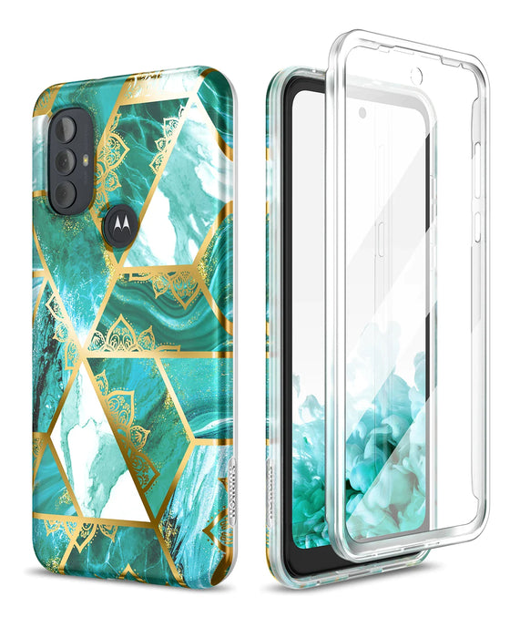 Marble 2 In 1 Case For Moto G Power Full Body Protection With Screen Cover
