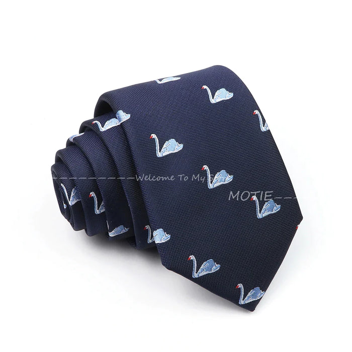 Blue Dragonfly Swan Necktie For Weddings And Daily Wear