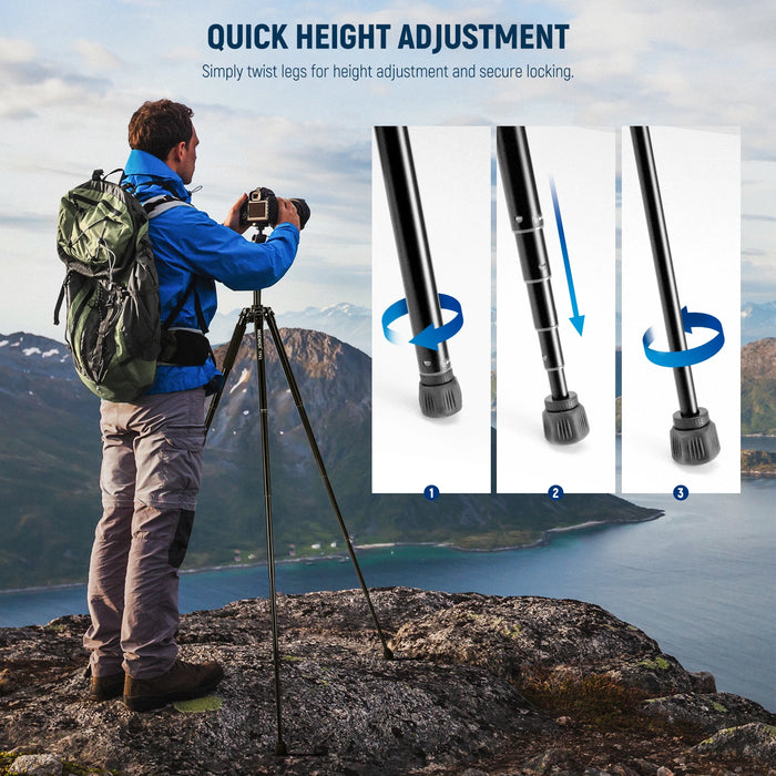 61.4 Video Travel Tripod With Fluid Head & Reversible Legs