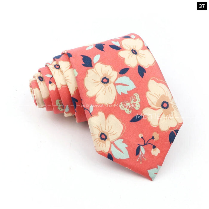 Blue Floral Cotton Ties For Weddings Business And Daily Wear