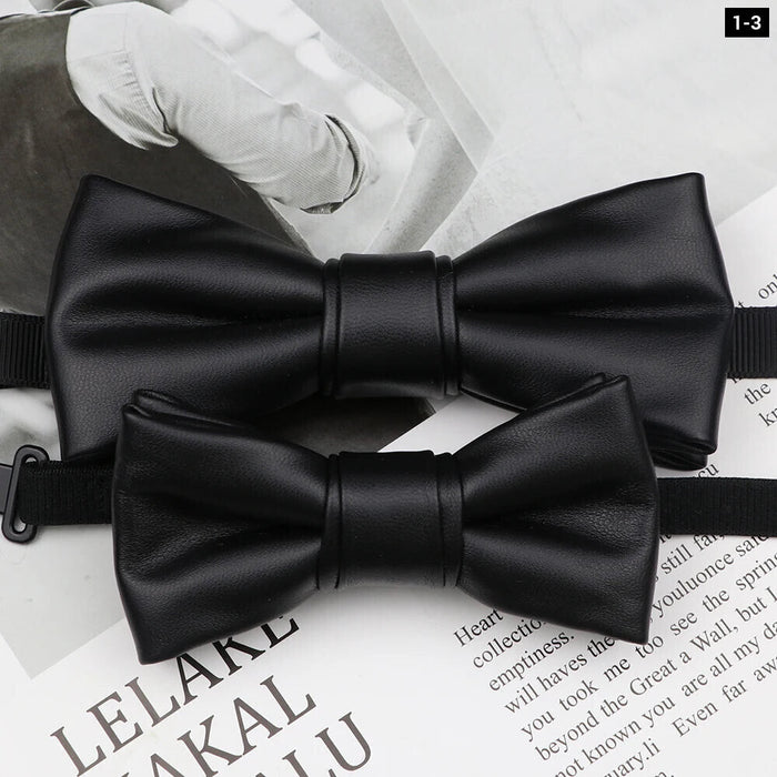 Leather Butterfly Bow Tie Set For Parties Weddings And Business Male And Female 40+ Colours