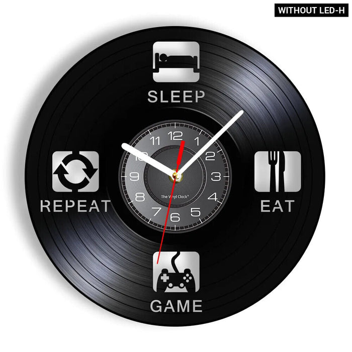 Retro Vinyl Record Wall Clock For Gamer Room Decor