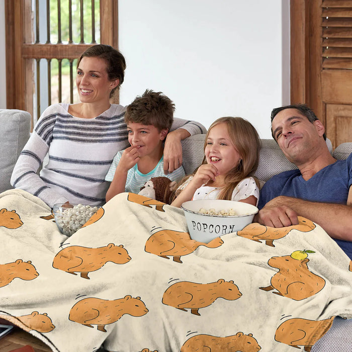 Capybara Throw Blanket Soft Plush Fleece For Sofa Couch And Bed