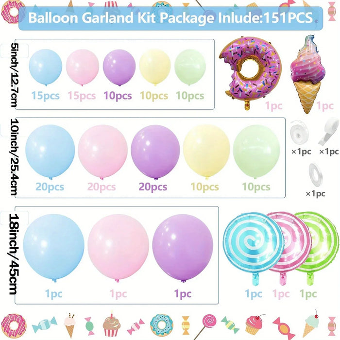 151Pcs Balloon Arch Set Ice Cream And Balloon Pop For Birthday Parties Wedding Anniversary Indoor And Outdoor Decoration