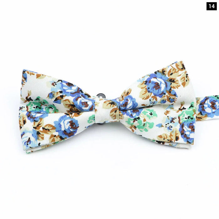 Colourful Floral Bow Ties Fashion Cotton Print For Mens Wedding And Business Suits