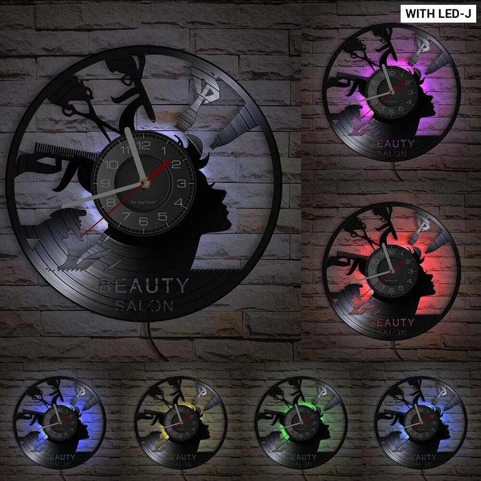 Vinyl Record Beauty Salon Wall Clock