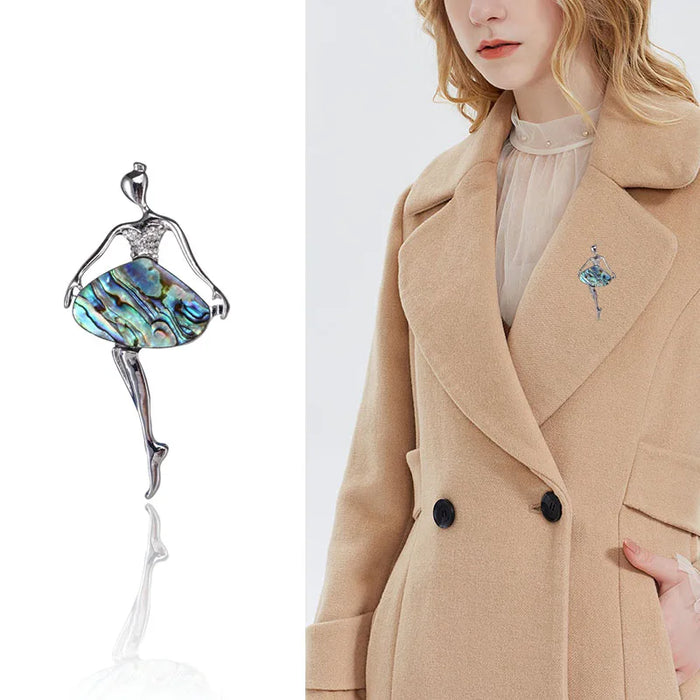 Abalone Shell Ballet Dancer Brooch Korean Fashion Accessory