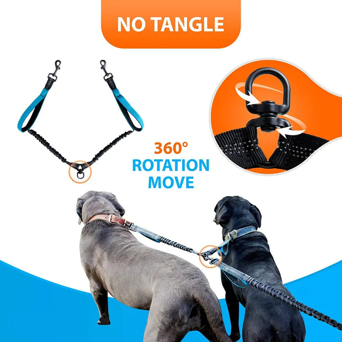 Strong Hands Free Double Dog Leash Reflective Com