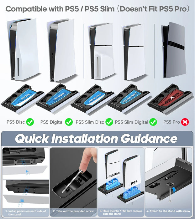 3 Level Cooling Stand Led Usb Hubs For Ps5/Ps5 Slim