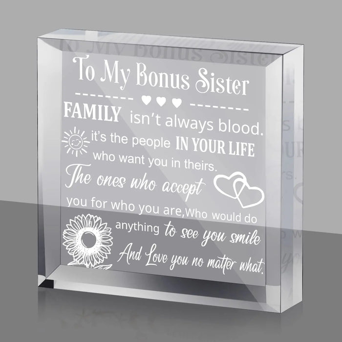 Acrylic Sister In Law Gift Heart Keepsake & Paperweight