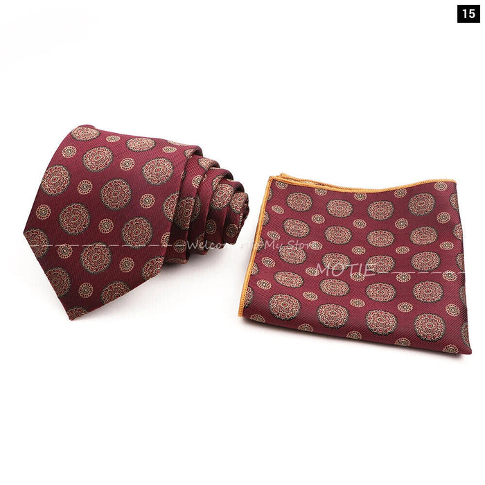 Floral Pocket Square Tie Set For Weddings Parties And Daily Wear