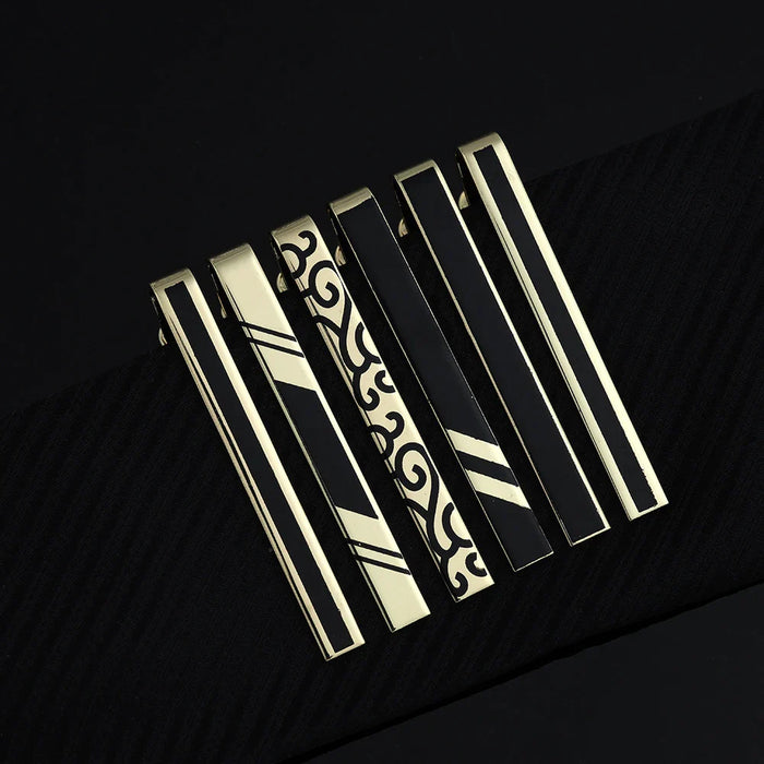 Golden Stripe Metal Necktie Clip Business And Party Accessory