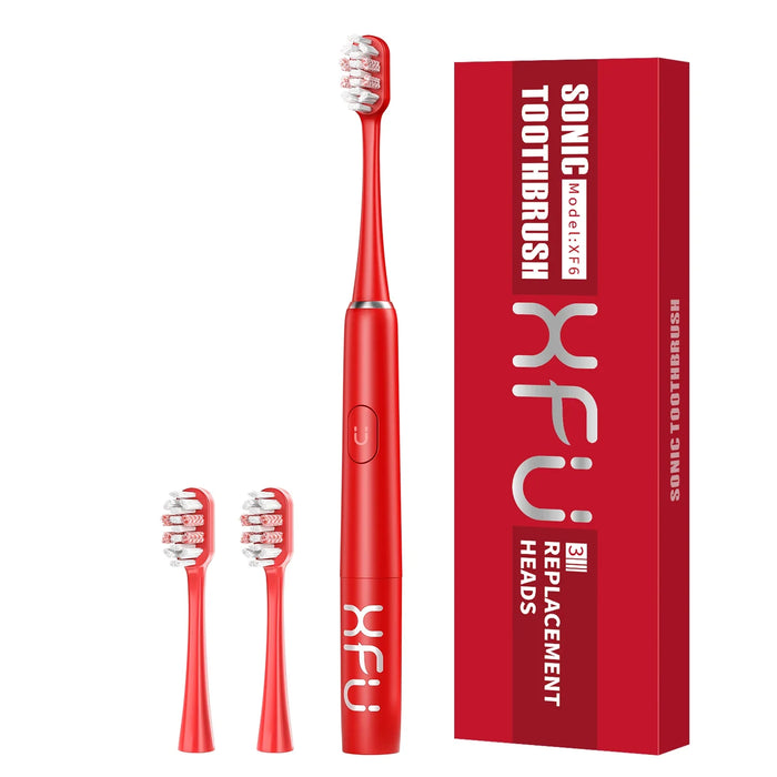 Portable Kids Electric Toothbrush 3 Replacement Heads 2 Minute Smart Timer Waterproof Ipx7 /red