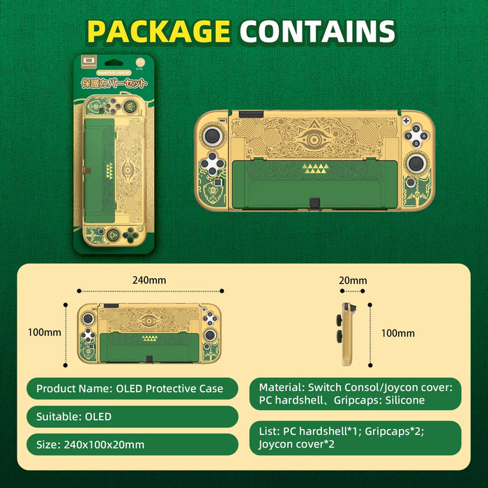 Golden-Green Protective Case Cover Oled Console Compatible Nintendo Switch Oled