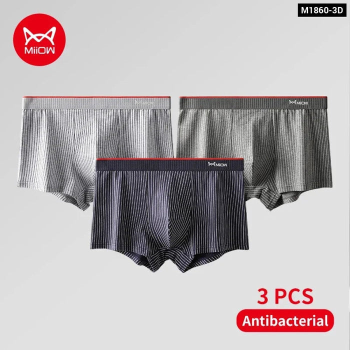 Pack Of 3 Antibacterial Mens Boxers Cotton And Silk