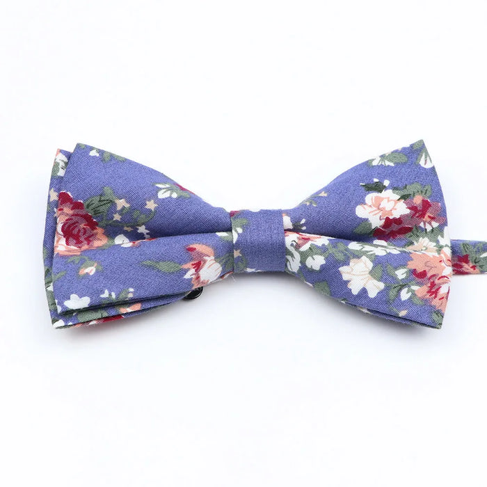 Colourful Floral Bow Ties Fashion Cotton Print For Mens Wedding And Business Suits