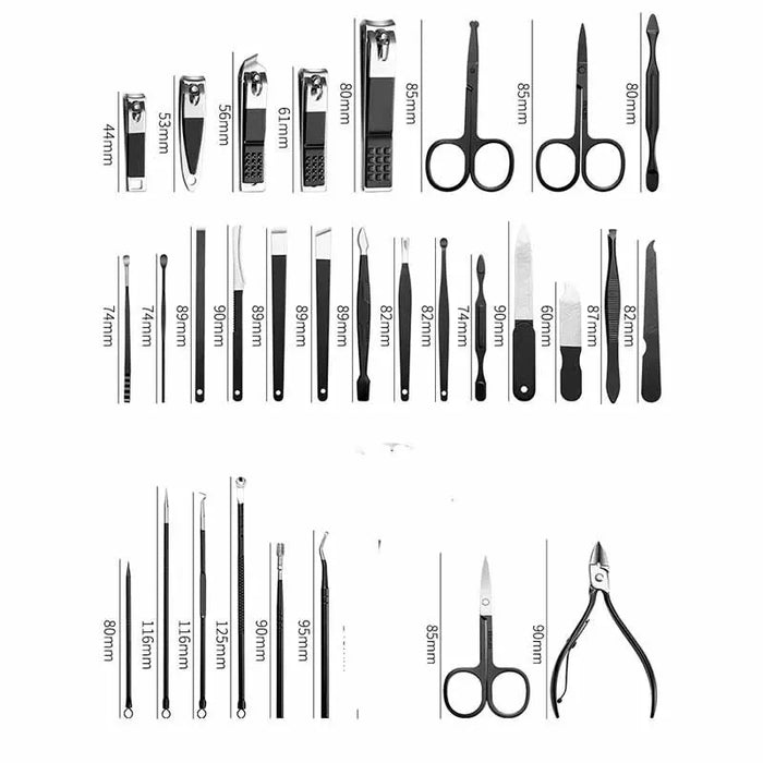 30 Piece Stainless Steel Manicure Kit With Nail Clippers And Scissors