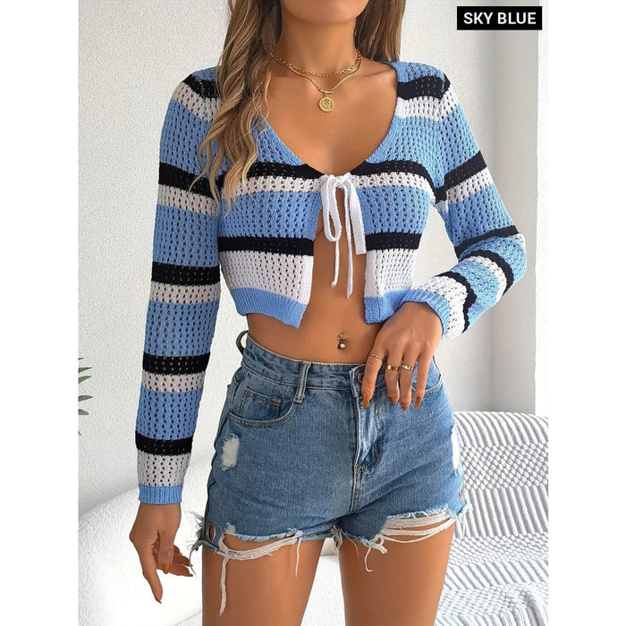 Summer Vacation Lace Up Knit Cardigan