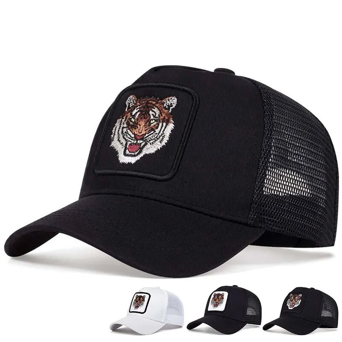 Adjustable Tiger Embroidered Baseball Cap / Hat For Outdoor Sun Protection