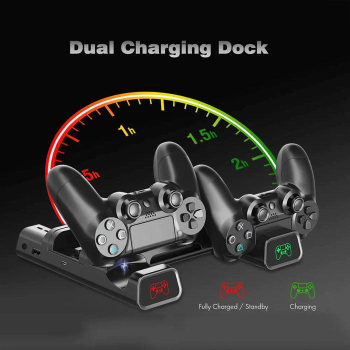 Vertical Ps4 Stand With Cooling Fan And Dual Controller