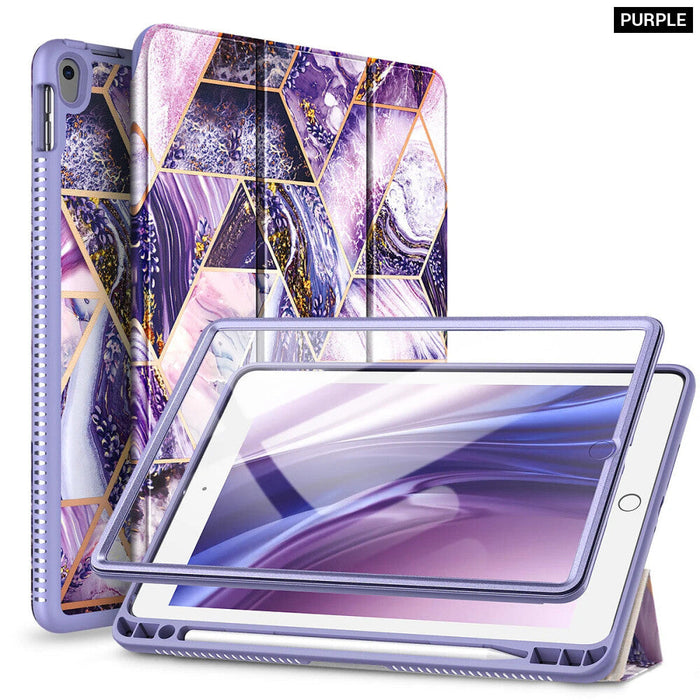 Marble Trifold Case For Ipad Air 3/Pro 10.5 With Screen Protector And Pen Holder